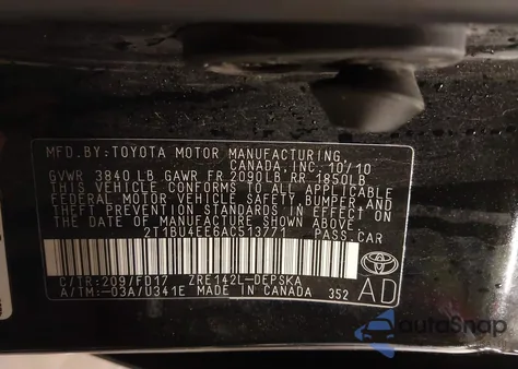 2010 Toyota Corolla S from USA, damaged, VIN 2T1BU4EE6AC513771